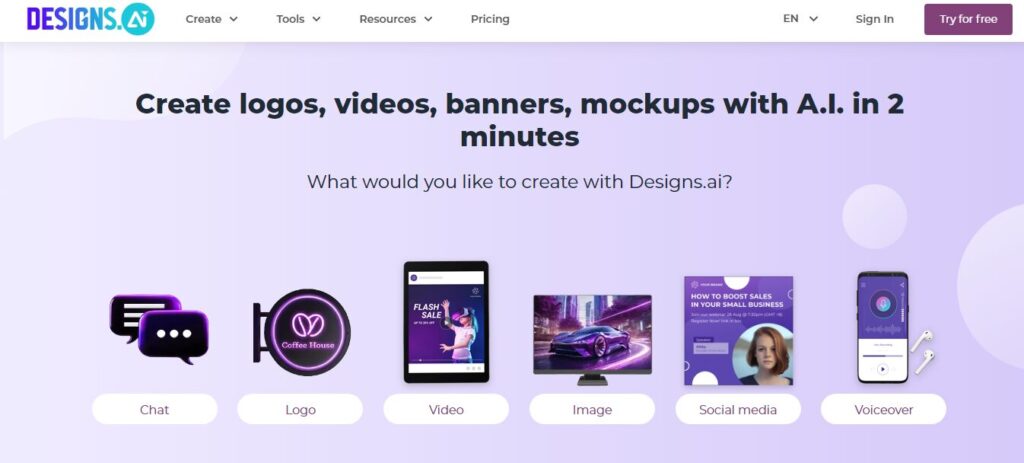 Design.ai - Best free ai tools for graphic design