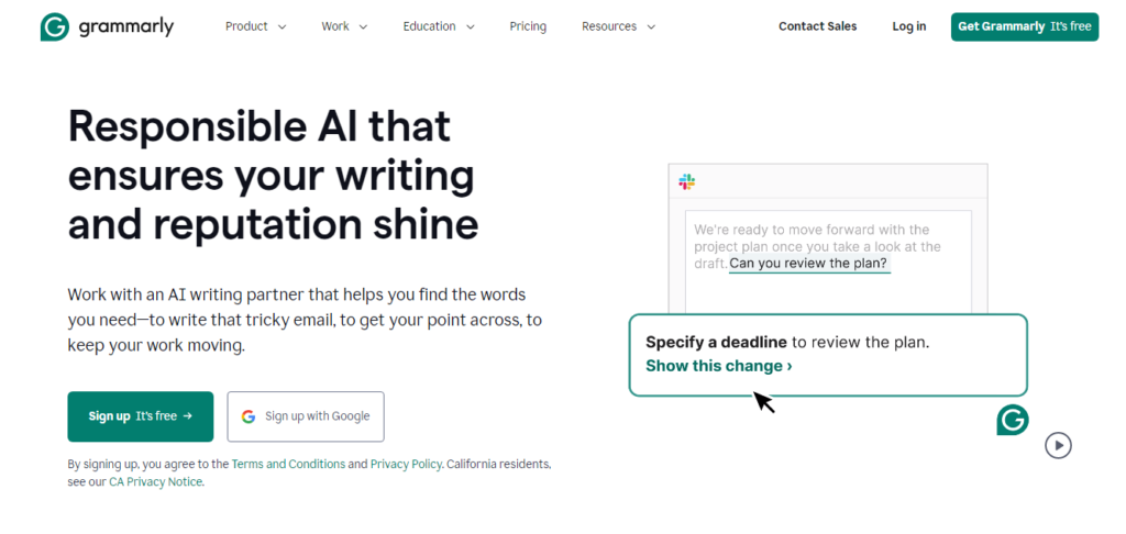 Grammarly - One of ai tools for digital marketing